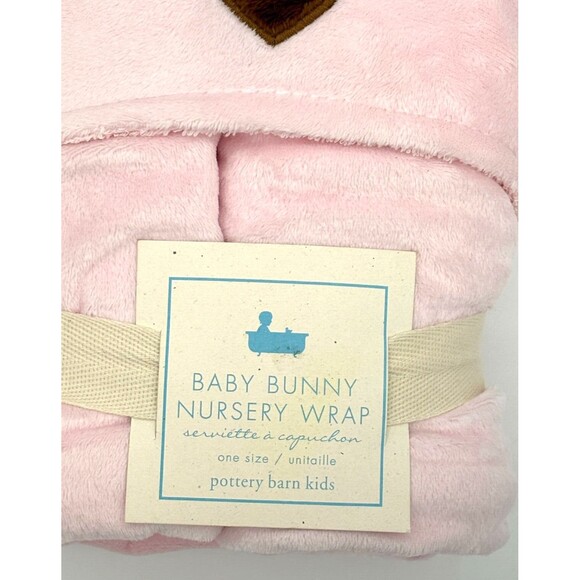 Pottery Barn Kids Baby Bunny‎ Nursery Wrap Hooded Towel Pink Cotton Velour Soft! - Picture 2 of 15